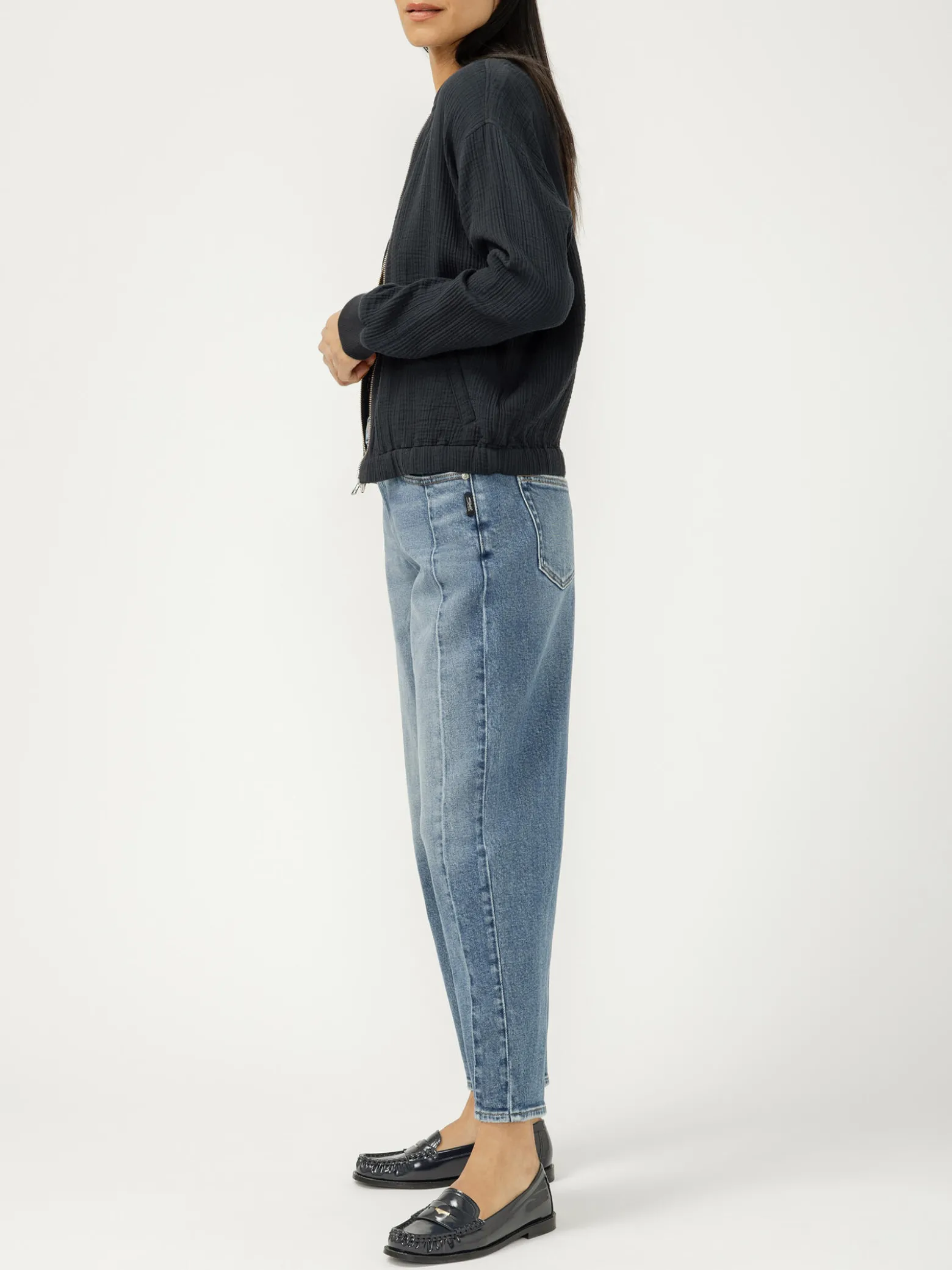 High Rise Slim Barrel Leg Jeans
