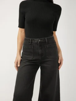 High Rise Wide Leg Ankle Jeans