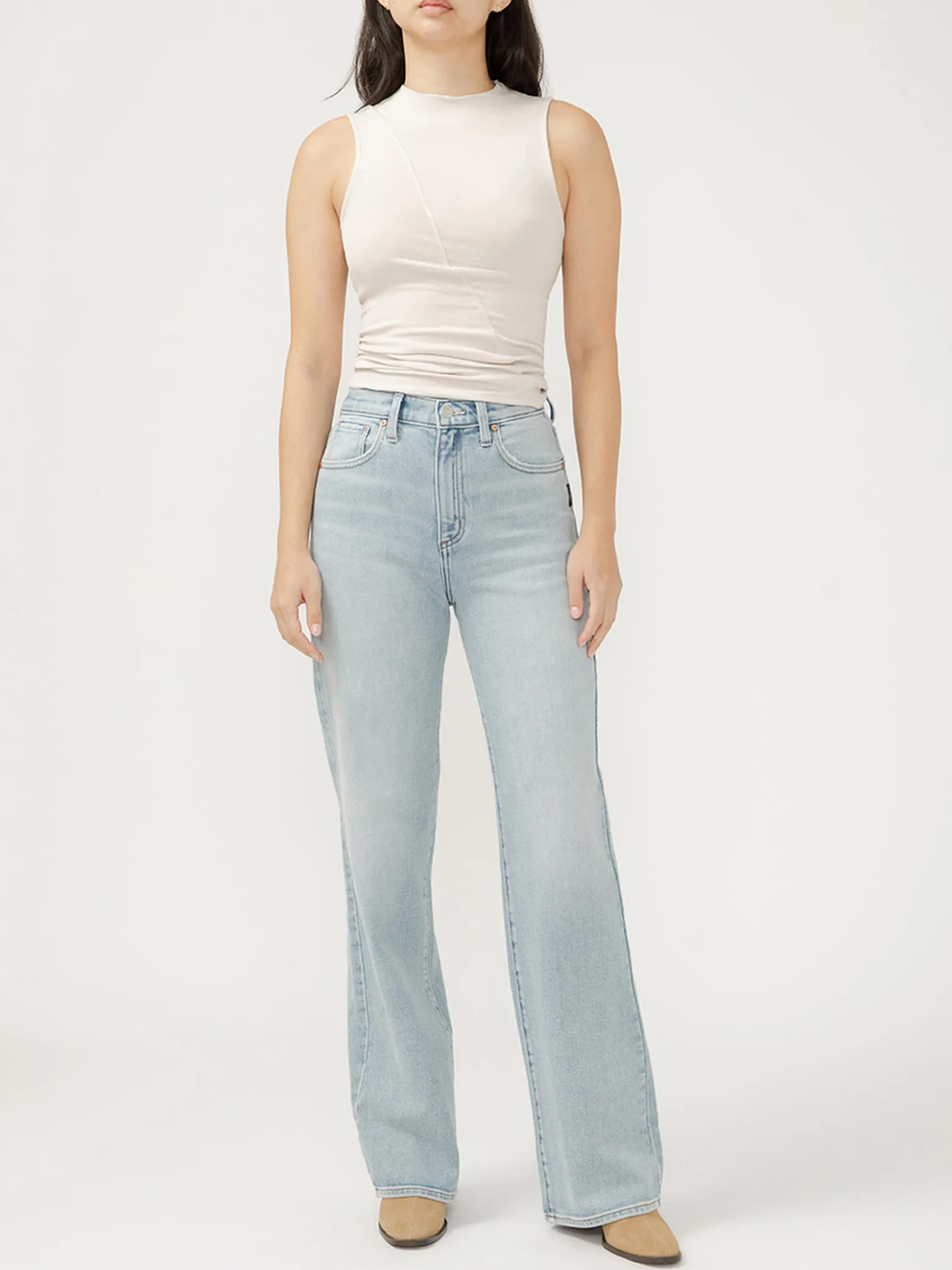 Highly Desirable High Rise Trouser Leg Jeans
