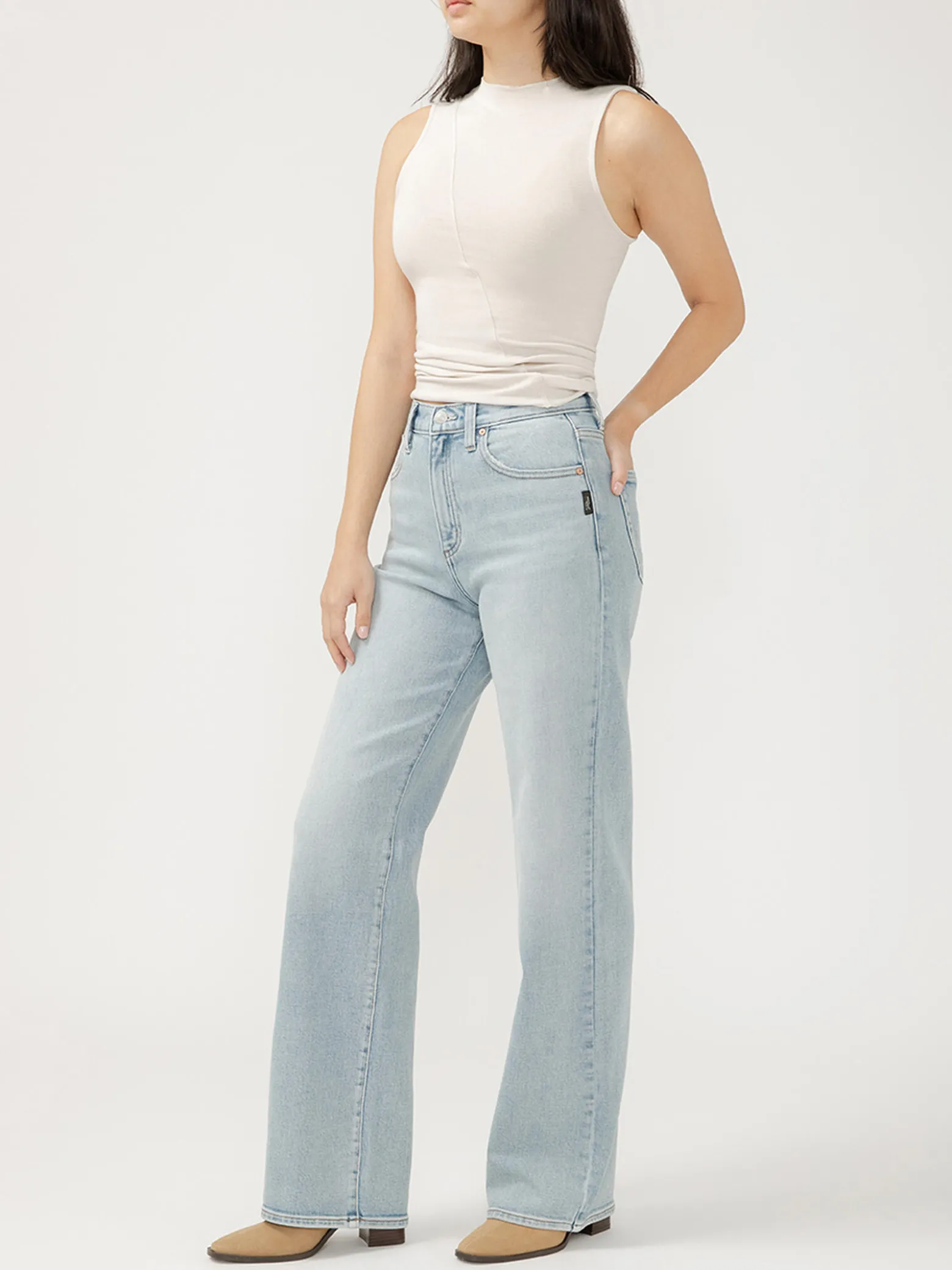 Highly Desirable High Rise Trouser Leg Jeans