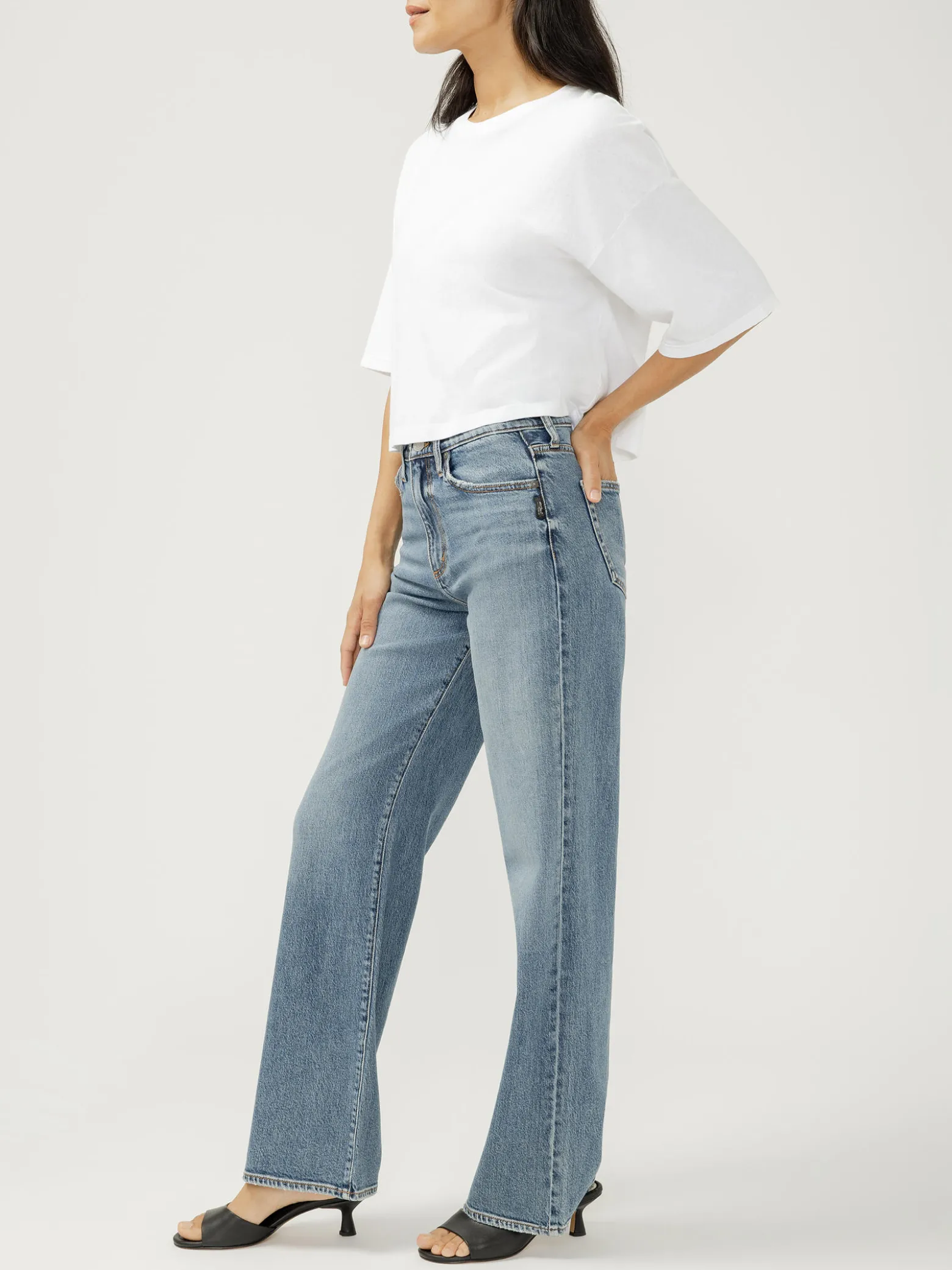 Highly Desirable High Rise Trouser Leg Jeans