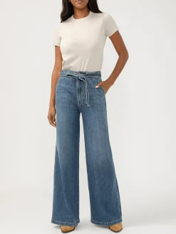 Highly Desirable High Rise Belted Ultra Wide Leg Jeans