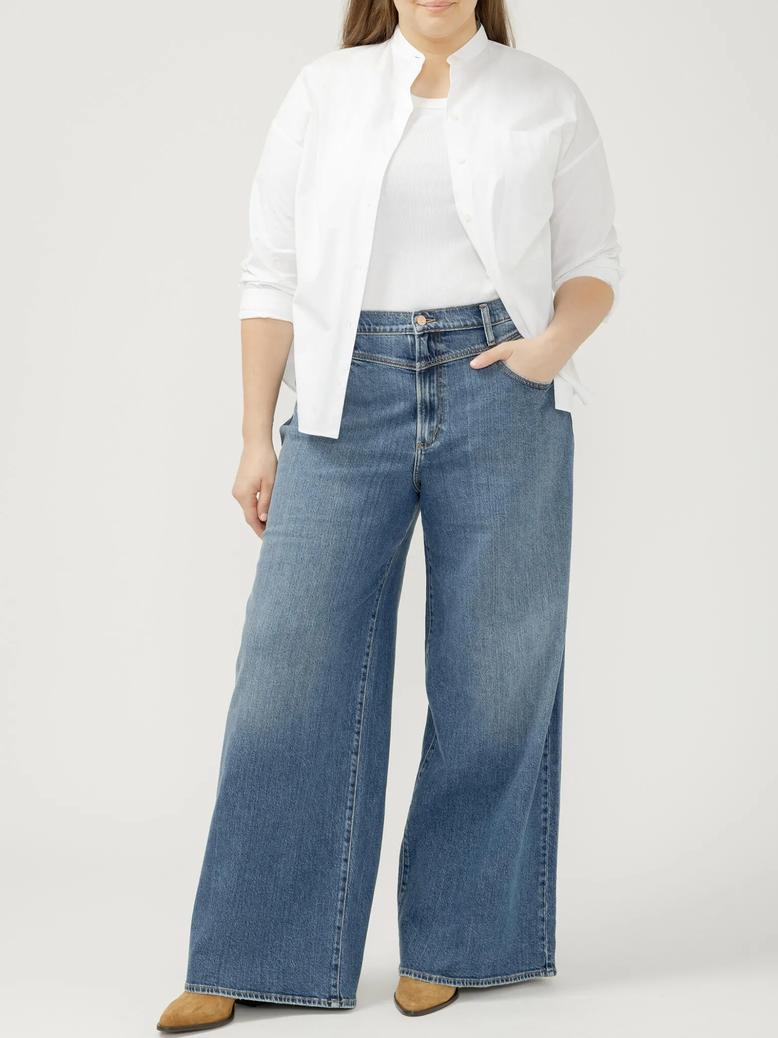 Highly Desirable High Rise Wide Leg Jeans Plus Size