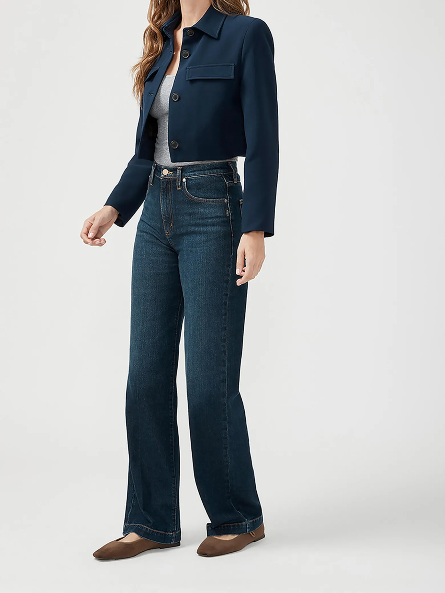 Highly Desirable High Rise Trouser Leg Jeans