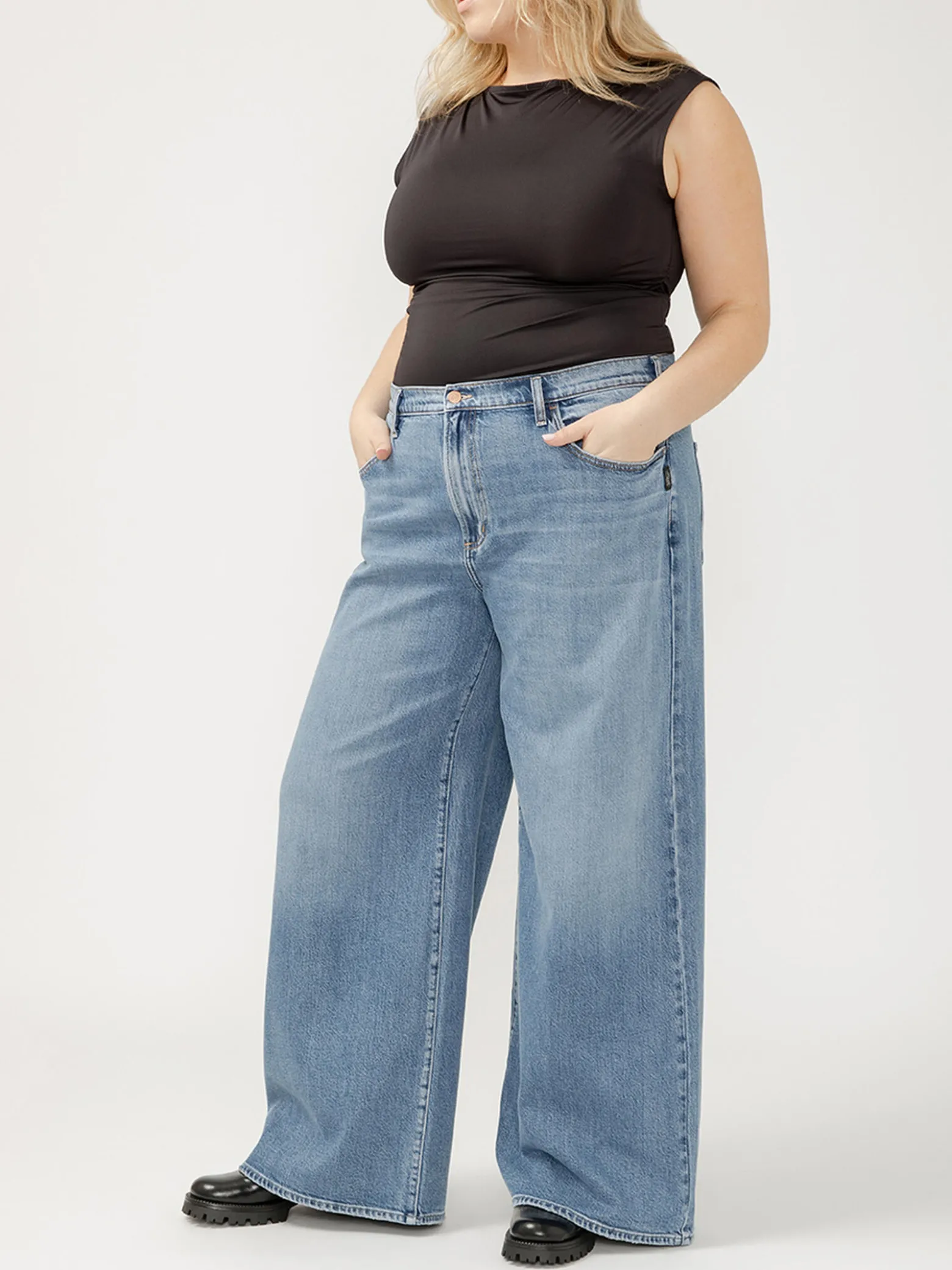 Highly Desirable High Rise Ultra Wide Leg Jeans Plus Size