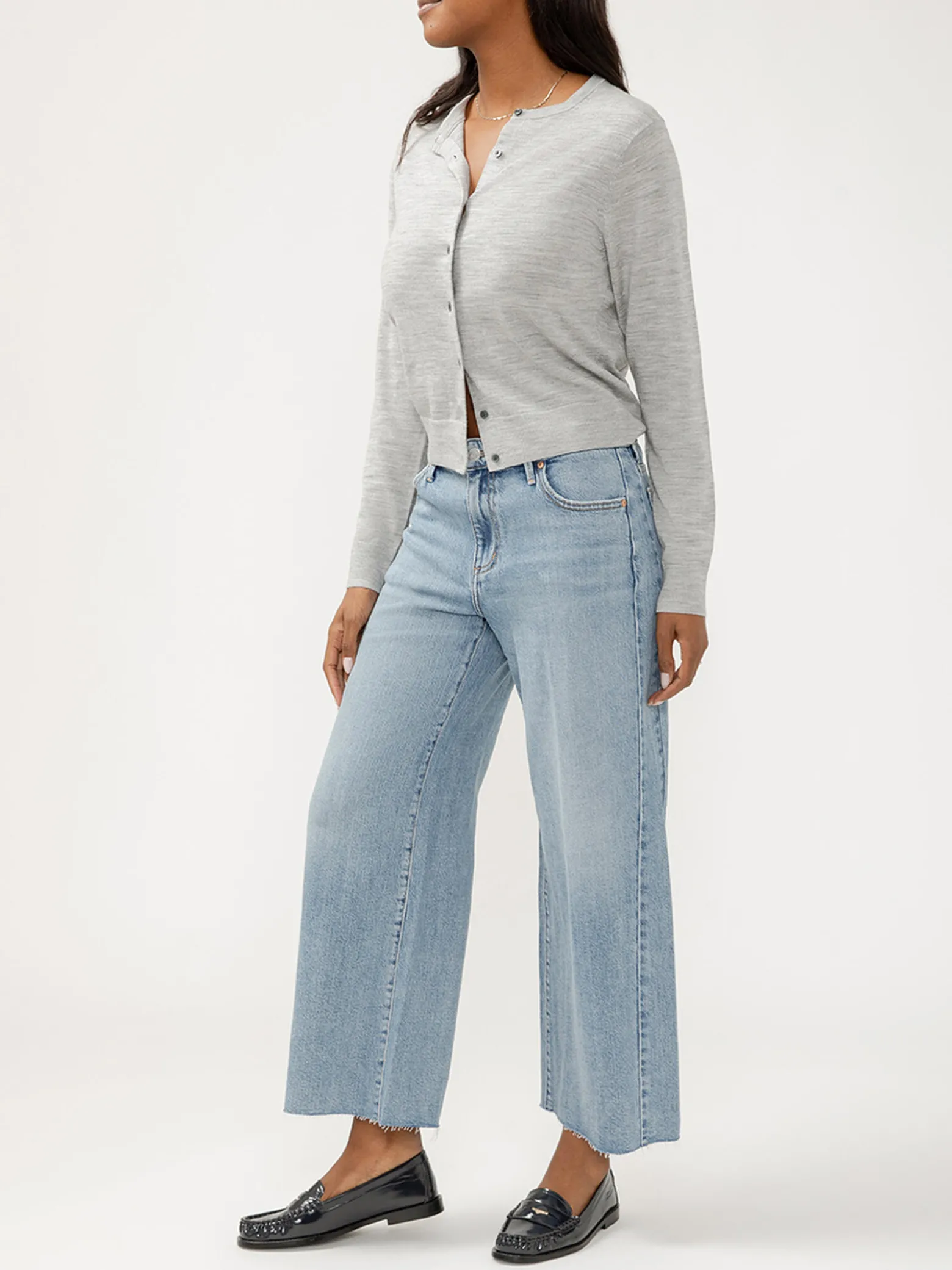 Isbister High Rise Angled Seam Wide Leg Ankle Jeans