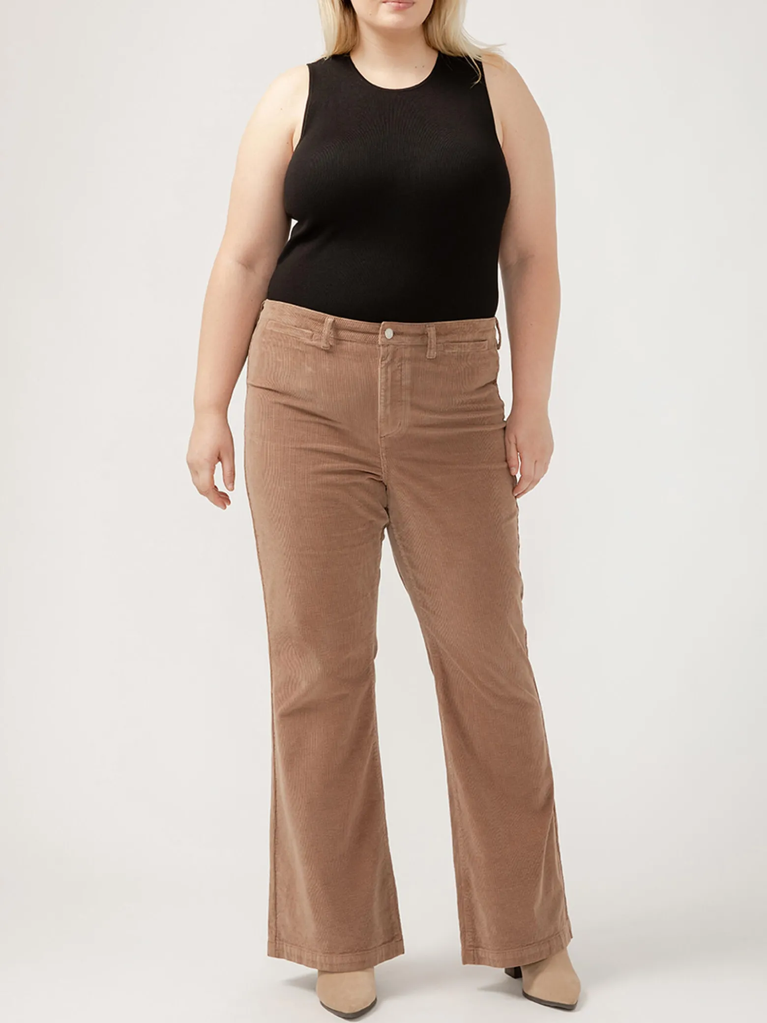 Isbister High Rise Flare Leg Corduroy Pant Plus Size
