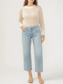 Mid Rise Relaxed Straight Leg Ankle Jeans