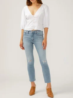 Most Wanted Mid Rise Ankle Straight Leg Jeans
