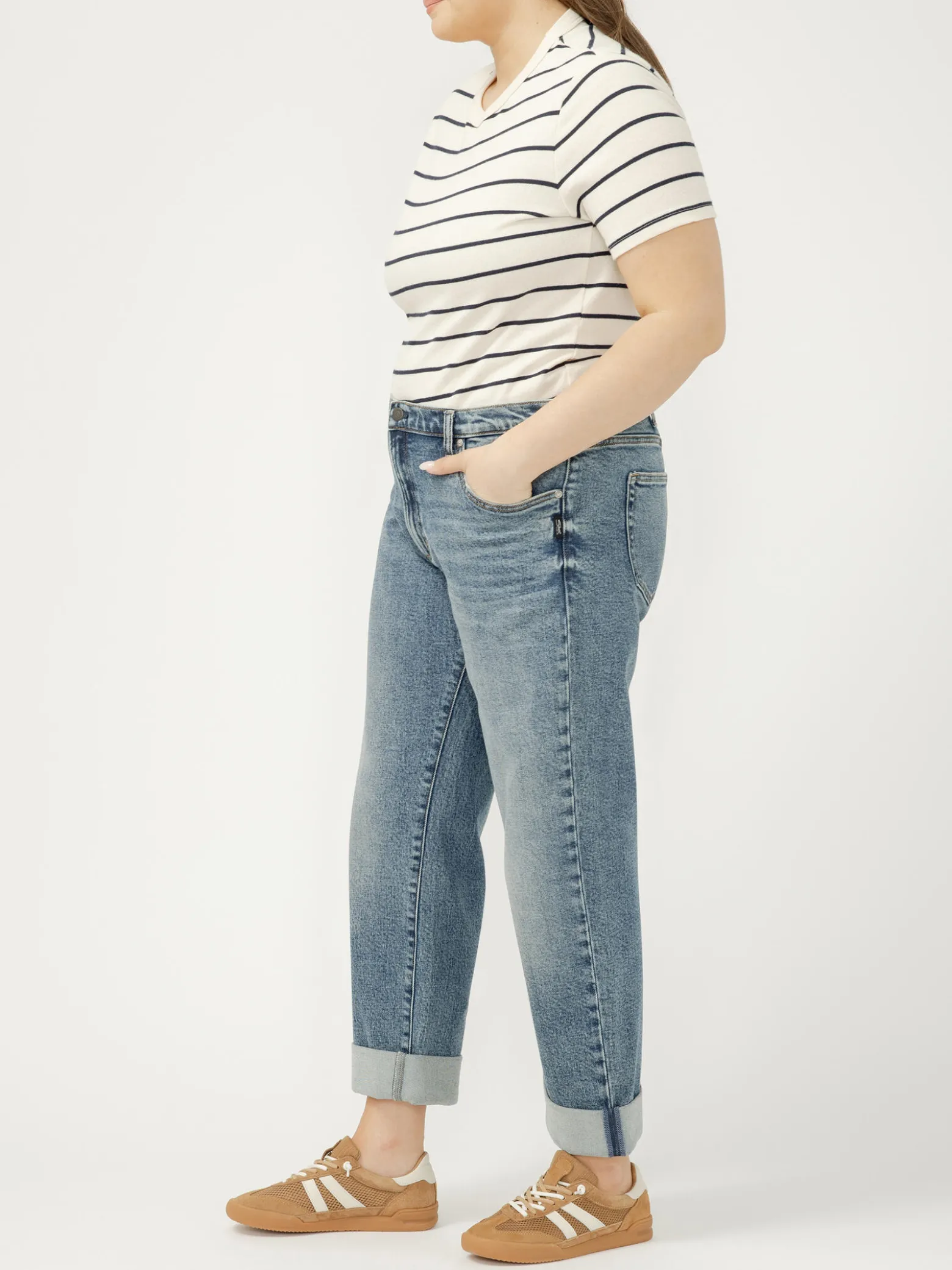 Relaxed Mid Rise Straight Leg Ankle Jeans Plus Size