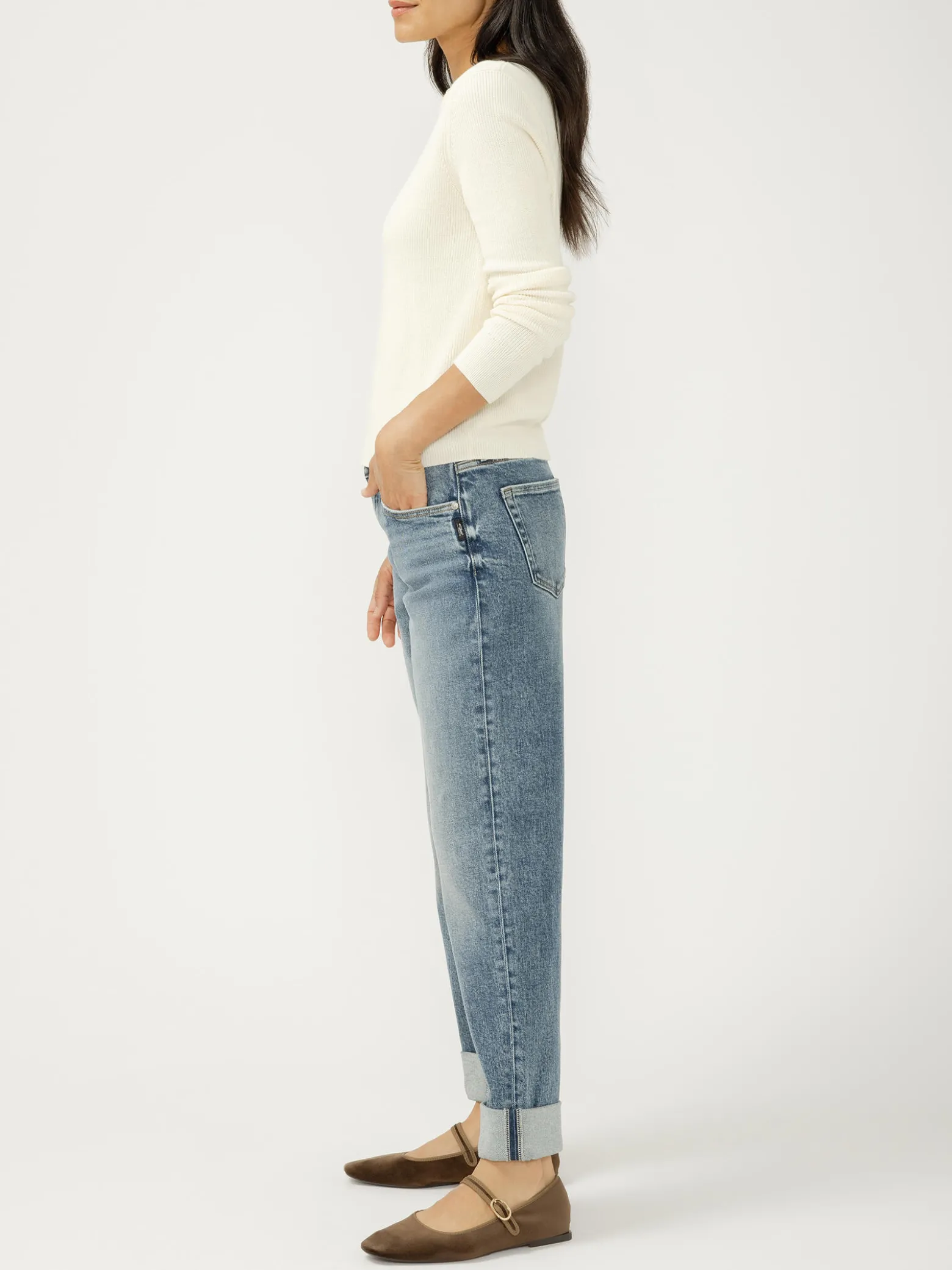 Relaxed Mid Rise Straight Leg Ankle Jeans