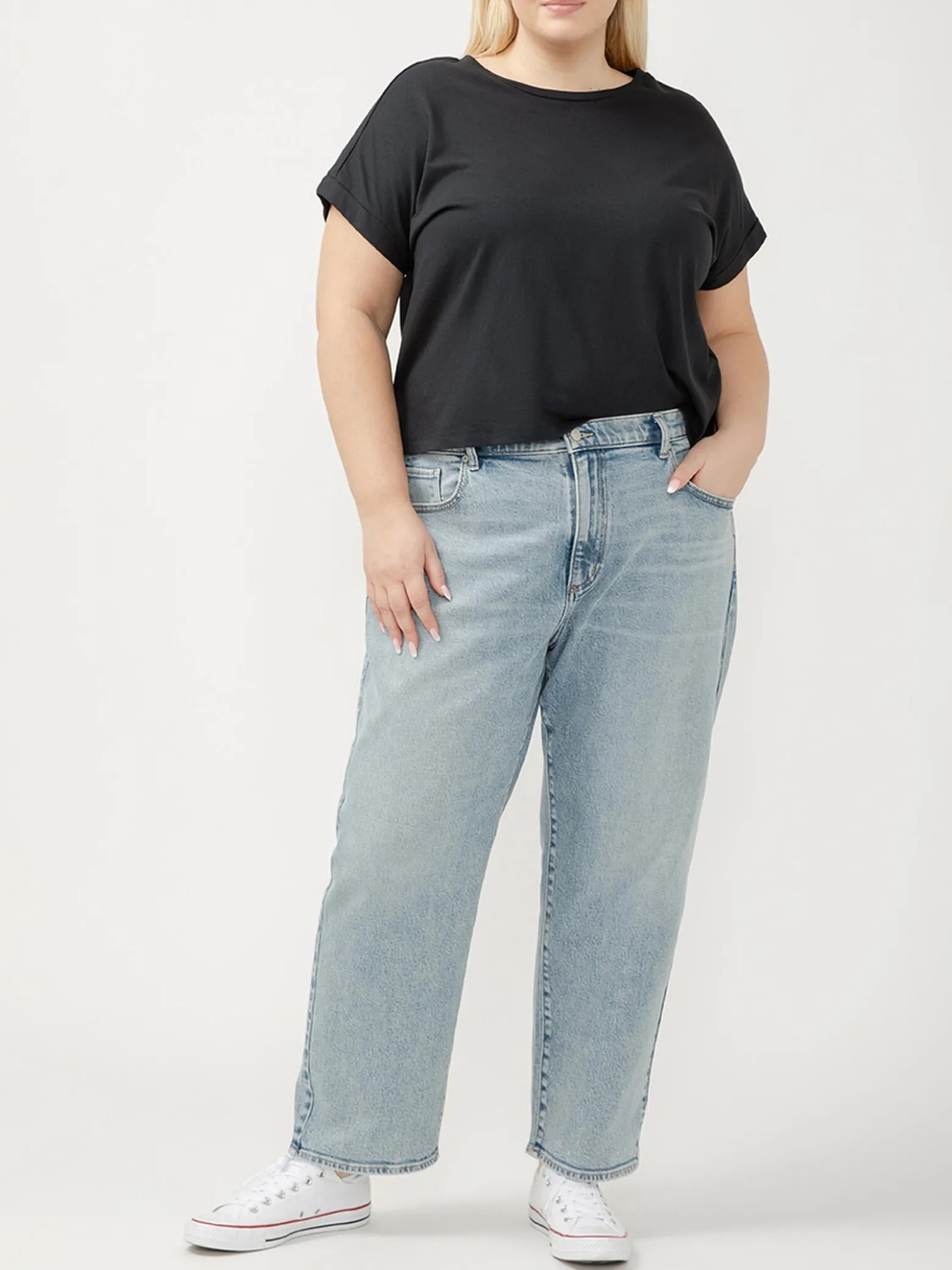 90s Relaxed Mid Rise Straight Leg Ankle Jeans Plus Size