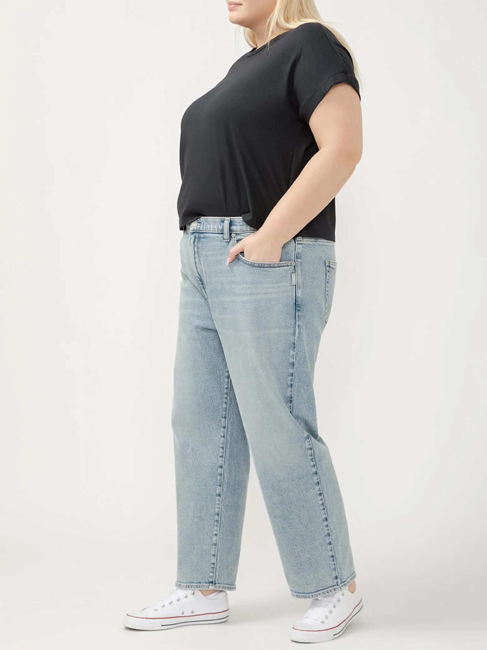 90s Relaxed Mid Rise Straight Leg Ankle Jeans Plus Size