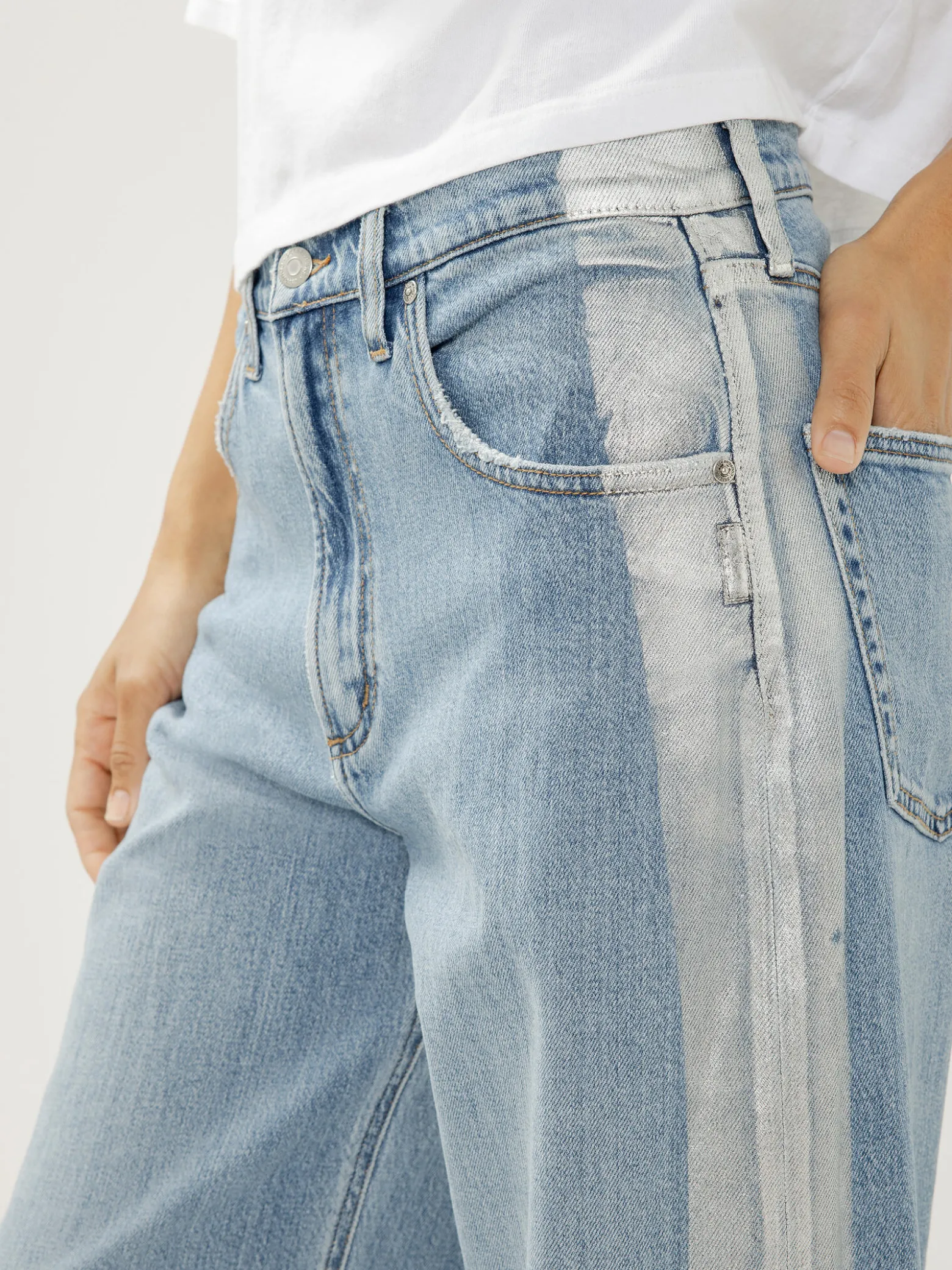Silver Coated Be Easy High Rise Wide Leg Jeans