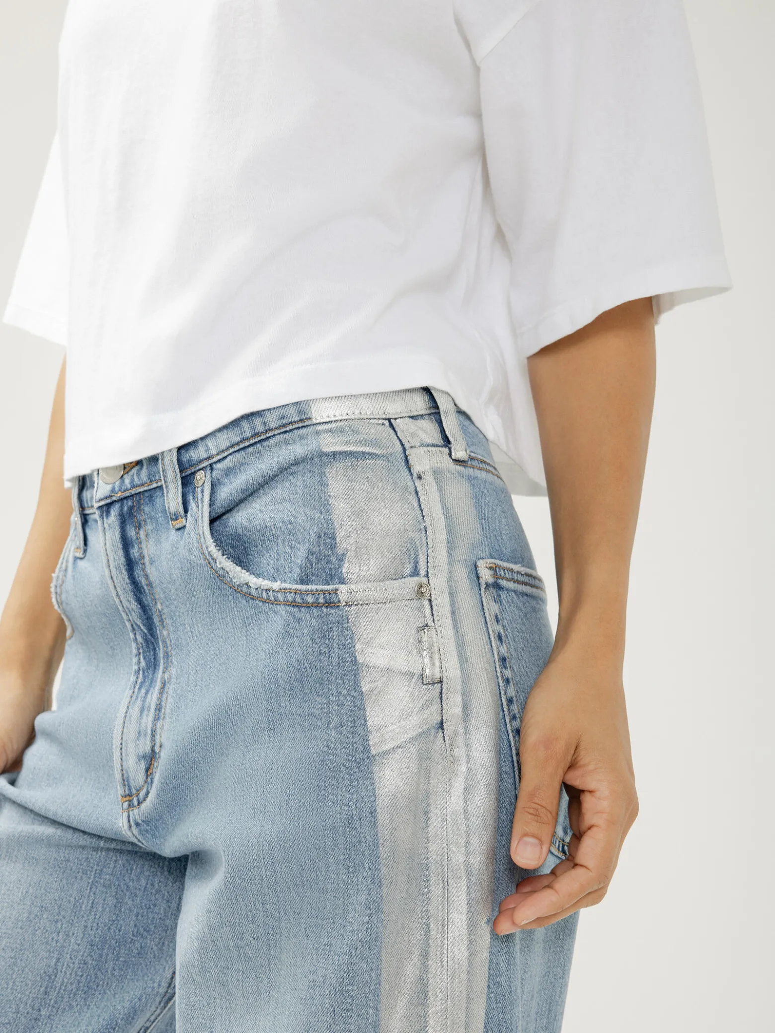 Silver Coated Be Easy High Rise Wide Leg Jeans