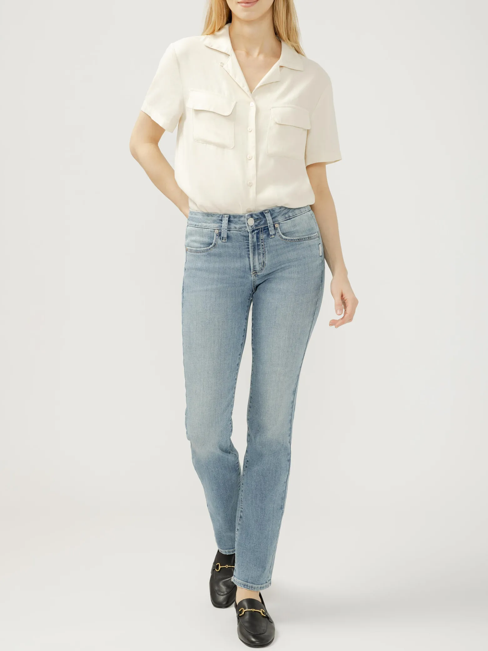 Suki Mid Rise Classic Straight Luxe Stretch Jeans