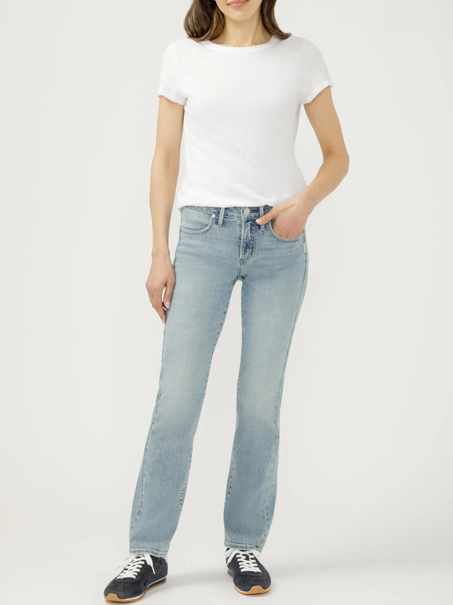 Suki Mid Rise Classic Straight Luxe Stretch Jeans