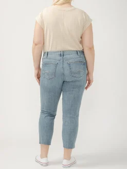 Suki Mid Rise Cropped Straight Leg Luxe Stretch Jeans Plus Size