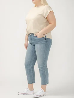 Suki Mid Rise Cropped Straight Leg Luxe Stretch Jeans Plus Size