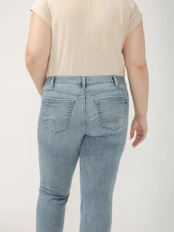 Suki Mid Rise Cropped Straight Leg Luxe Stretch Jeans Plus Size