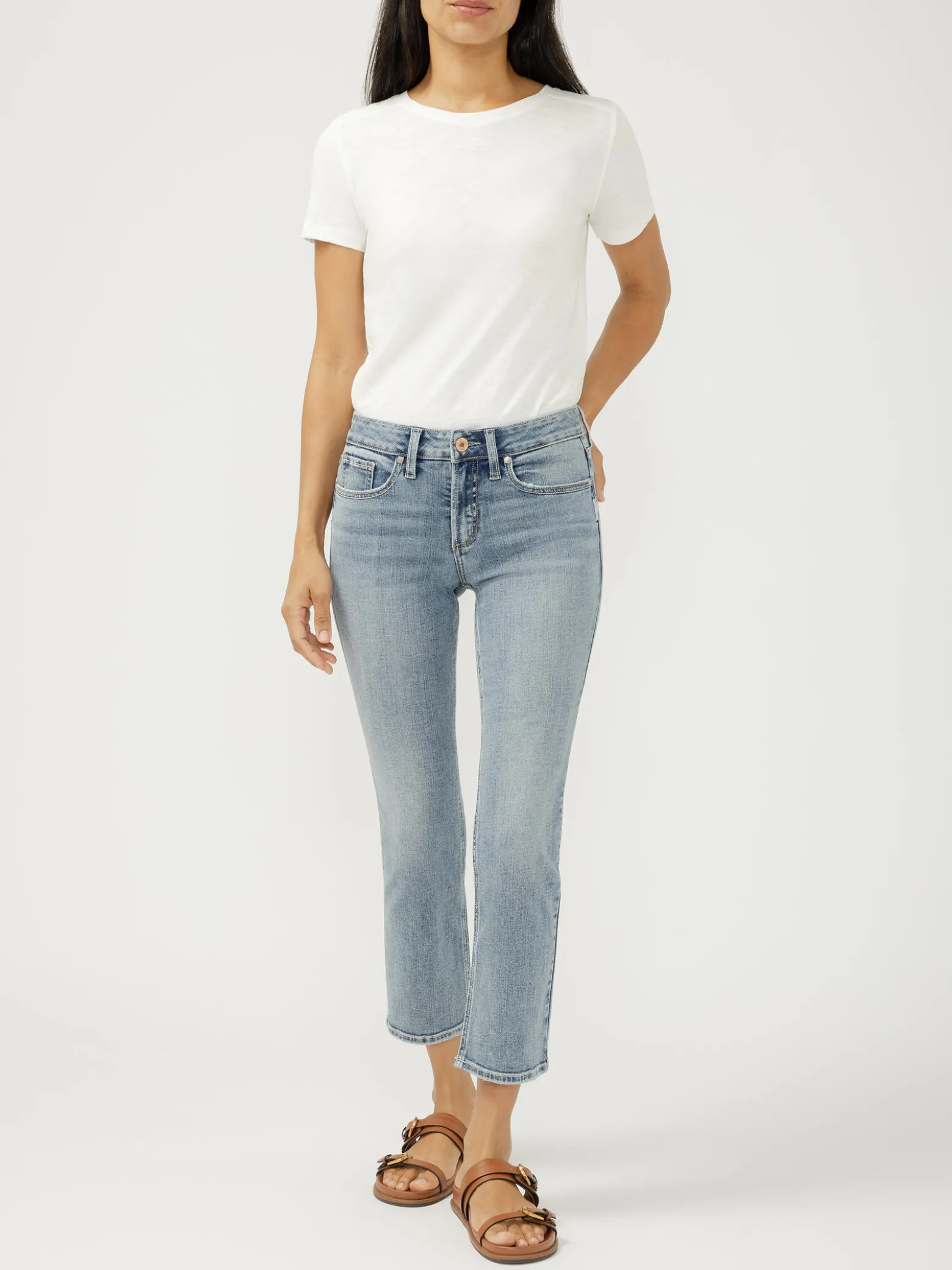 Suki Mid Rise Cropped Straight Leg Jeans