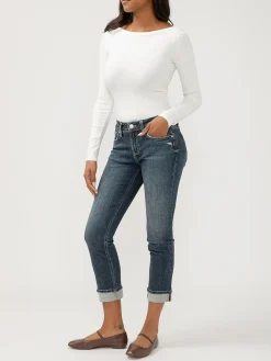Suki Mid Rise Cropped Straight Leg Jeans
