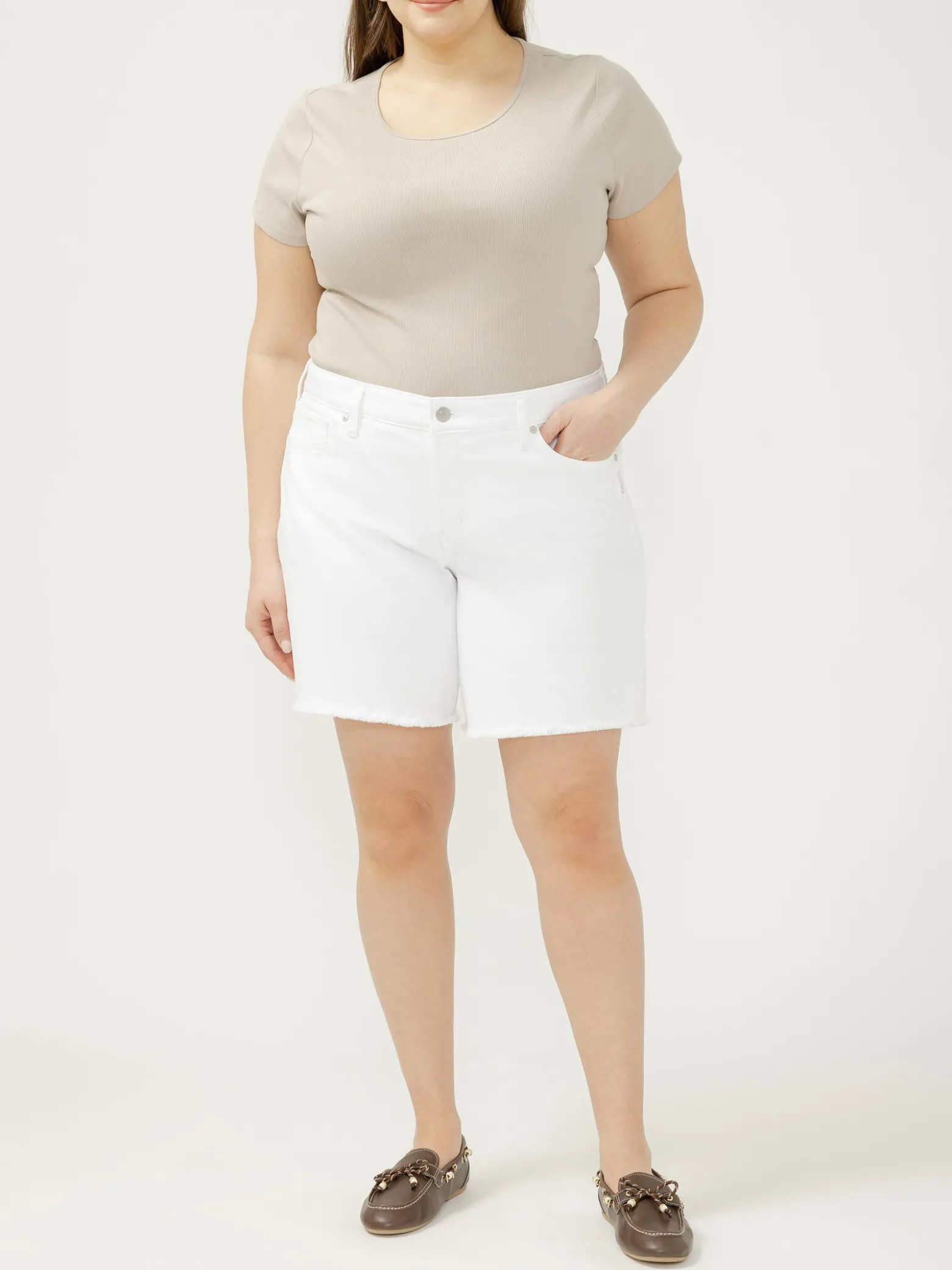 Suki Mid Rise Long Shorts Plus Size