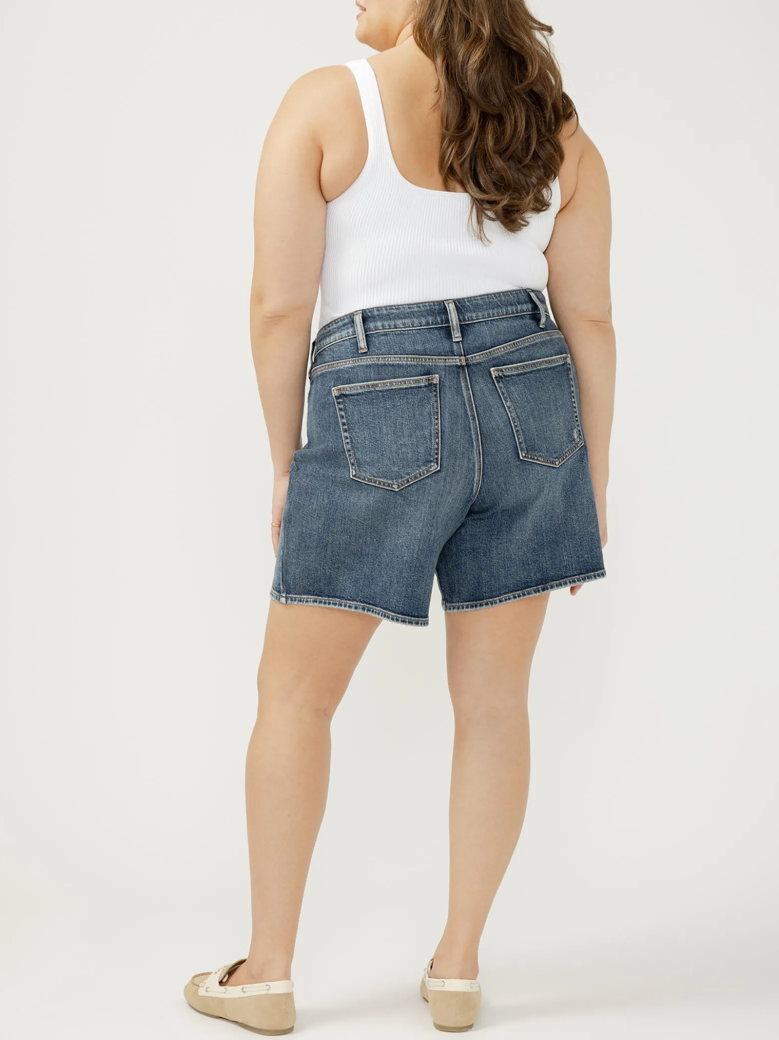 Suki Mid Rise Long Shorts Plus Size