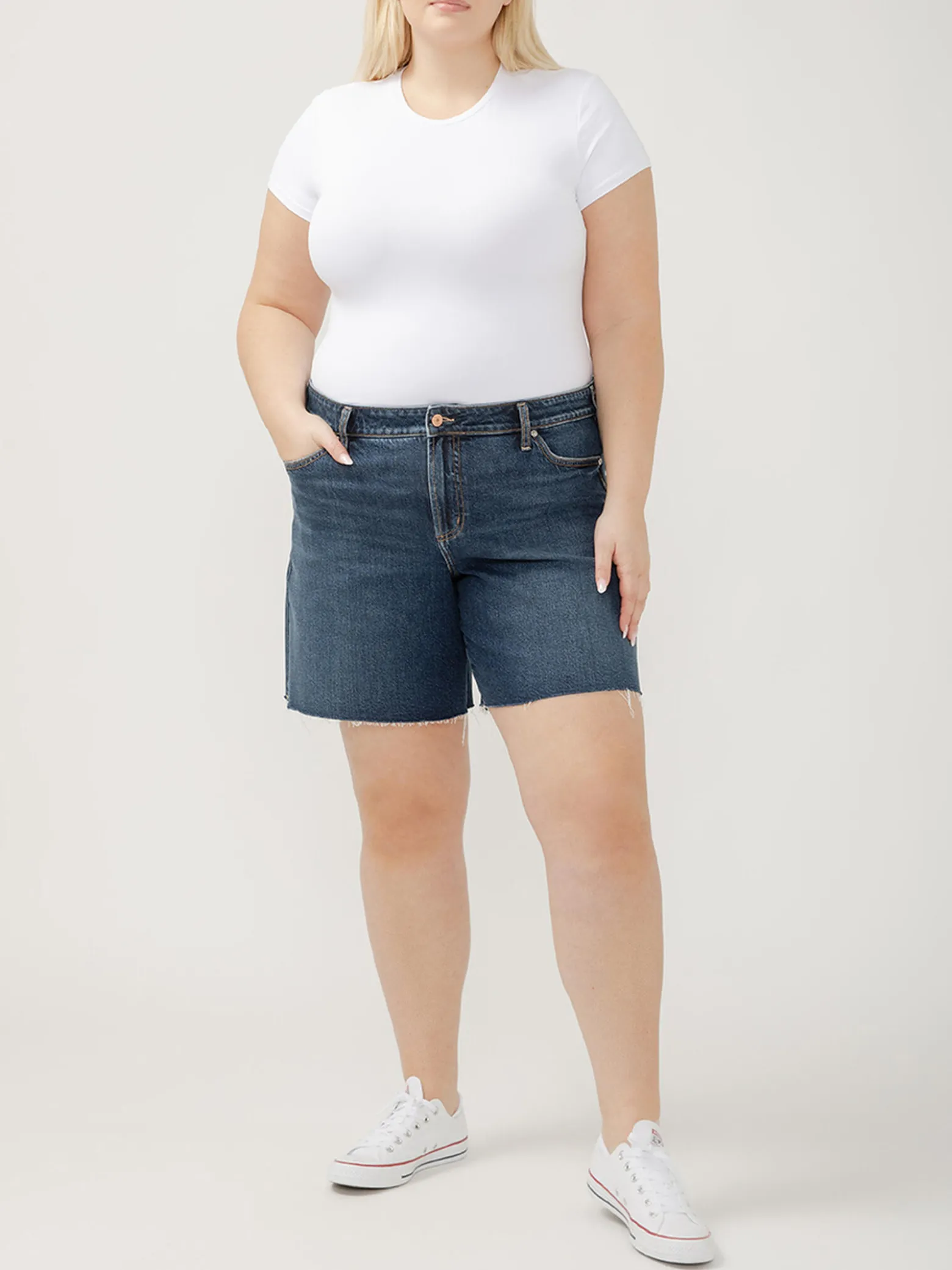 Suki Mid Rise Long Shorts Plus Size
