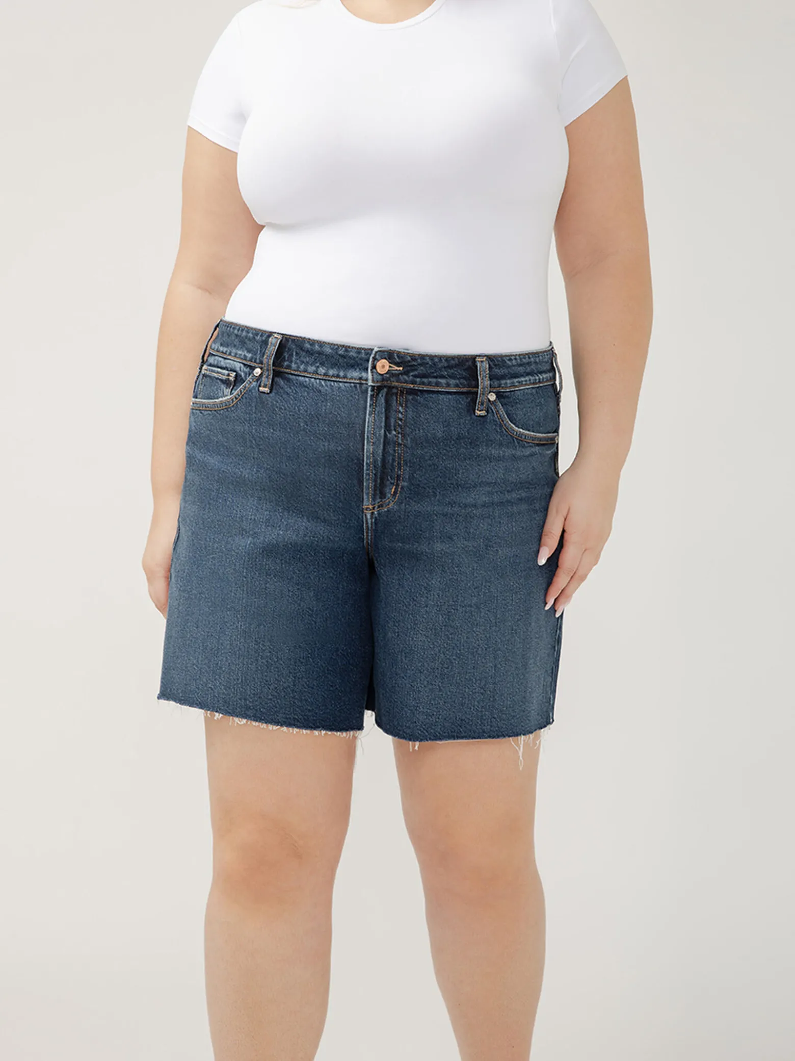 Suki Mid Rise Long Shorts Plus Size