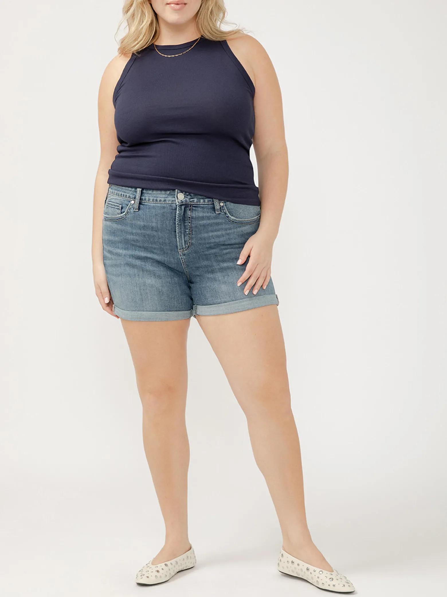 Suki Mid Rise Luxe Stretch Shorts Plus Size