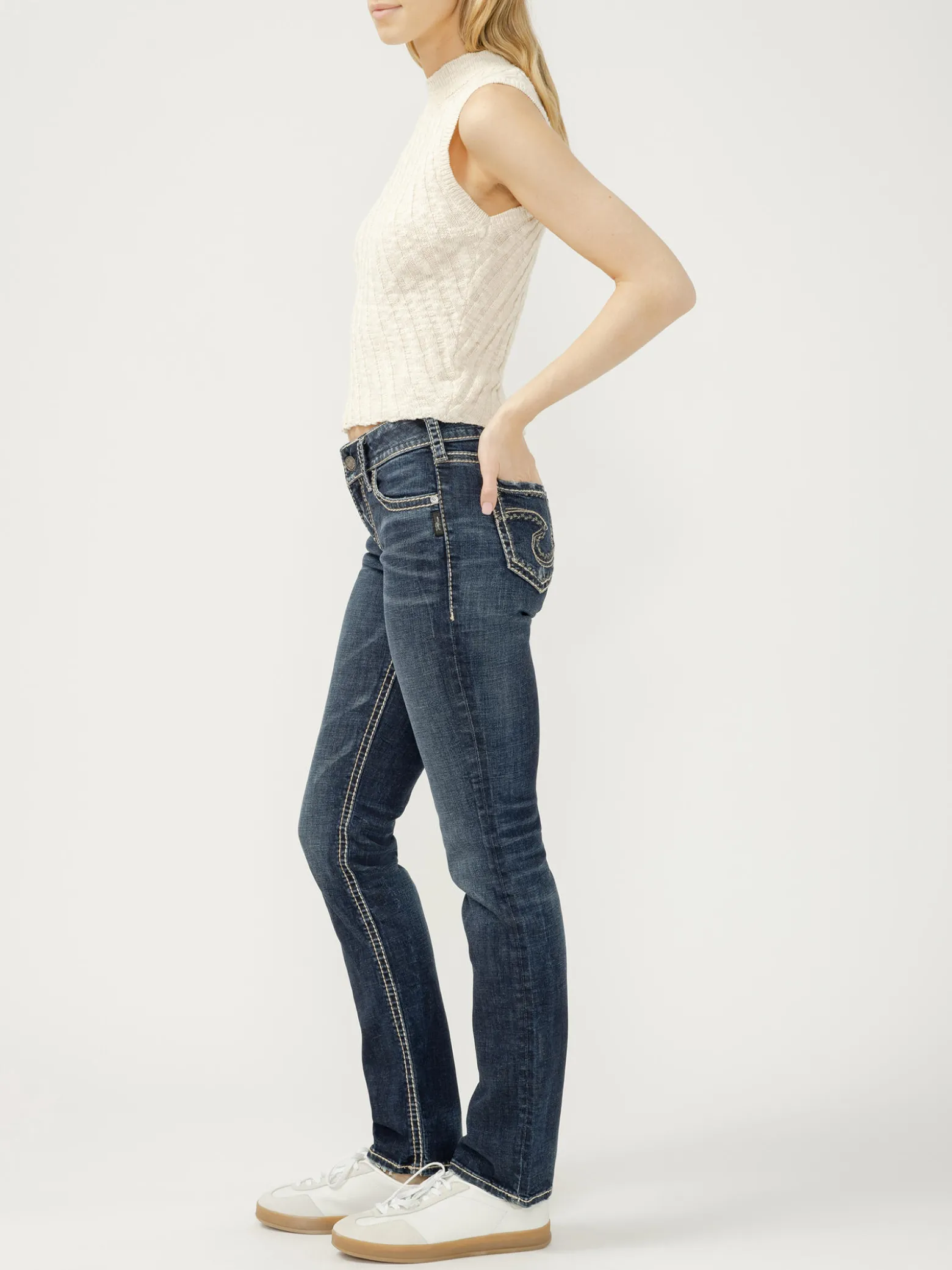 Suki Mid Rise Straight Leg Jeans