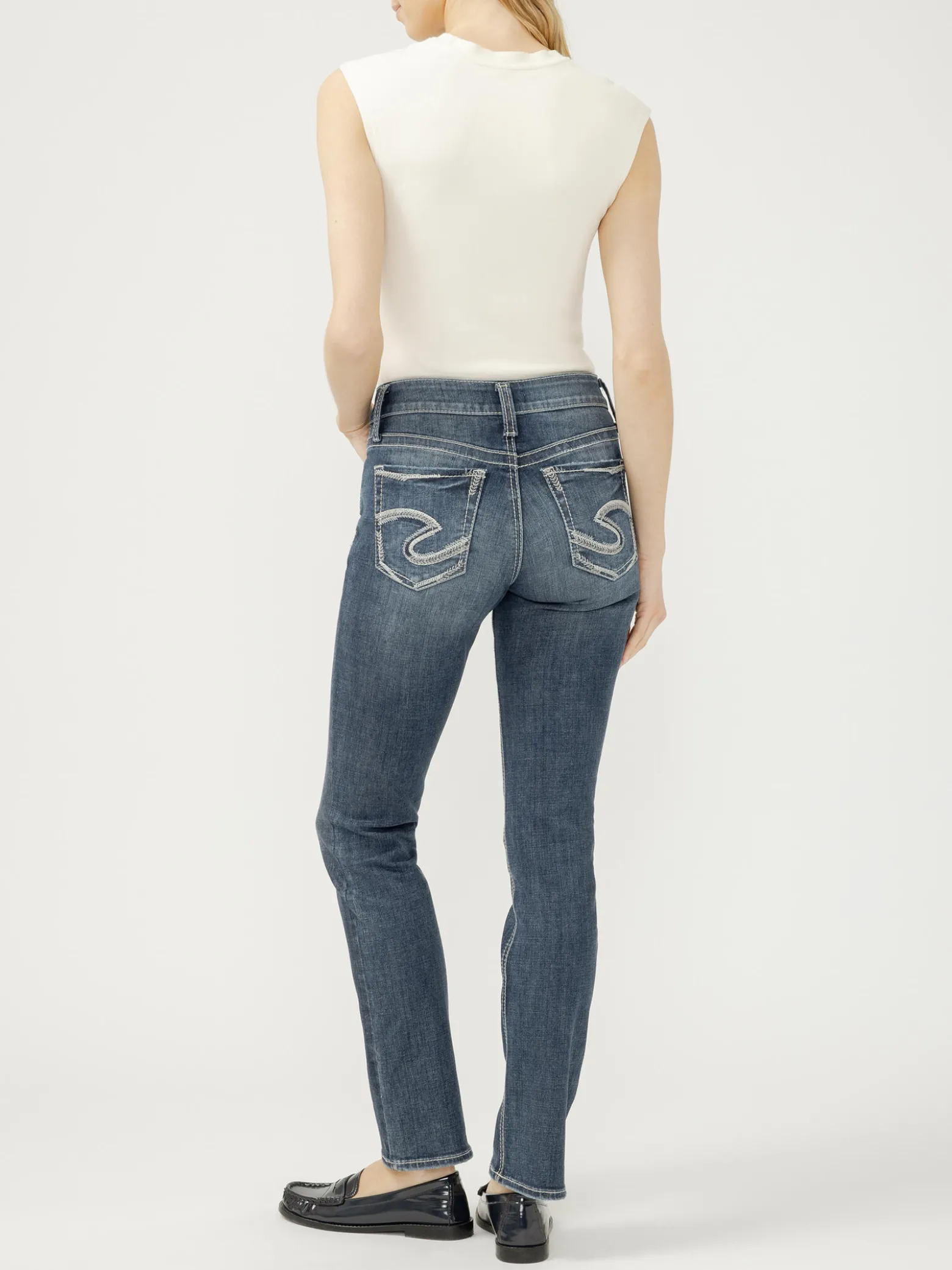 Suki Mid Rise Straight Leg Jeans