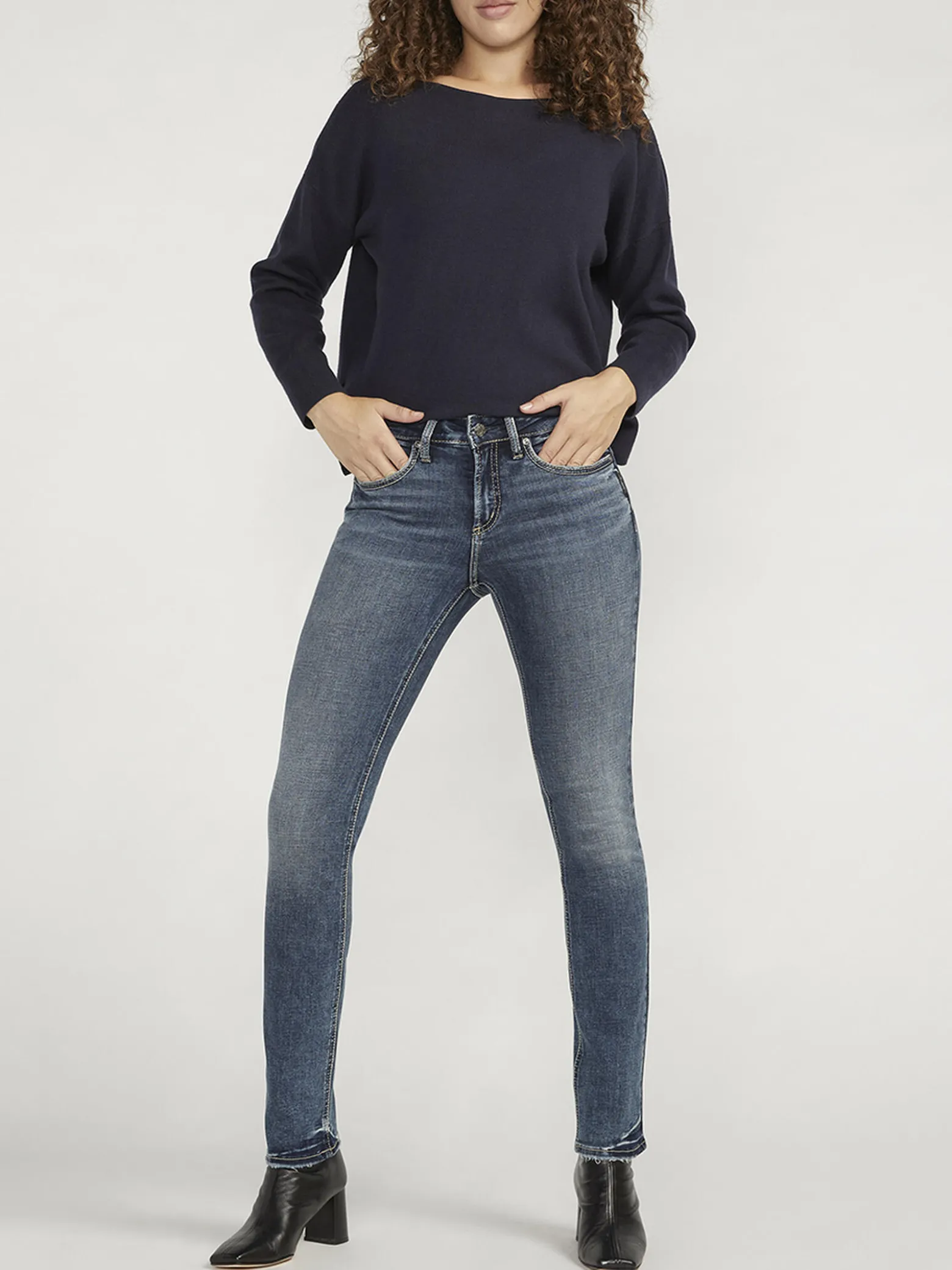 Suki Mid Rise Straight Leg Jeans