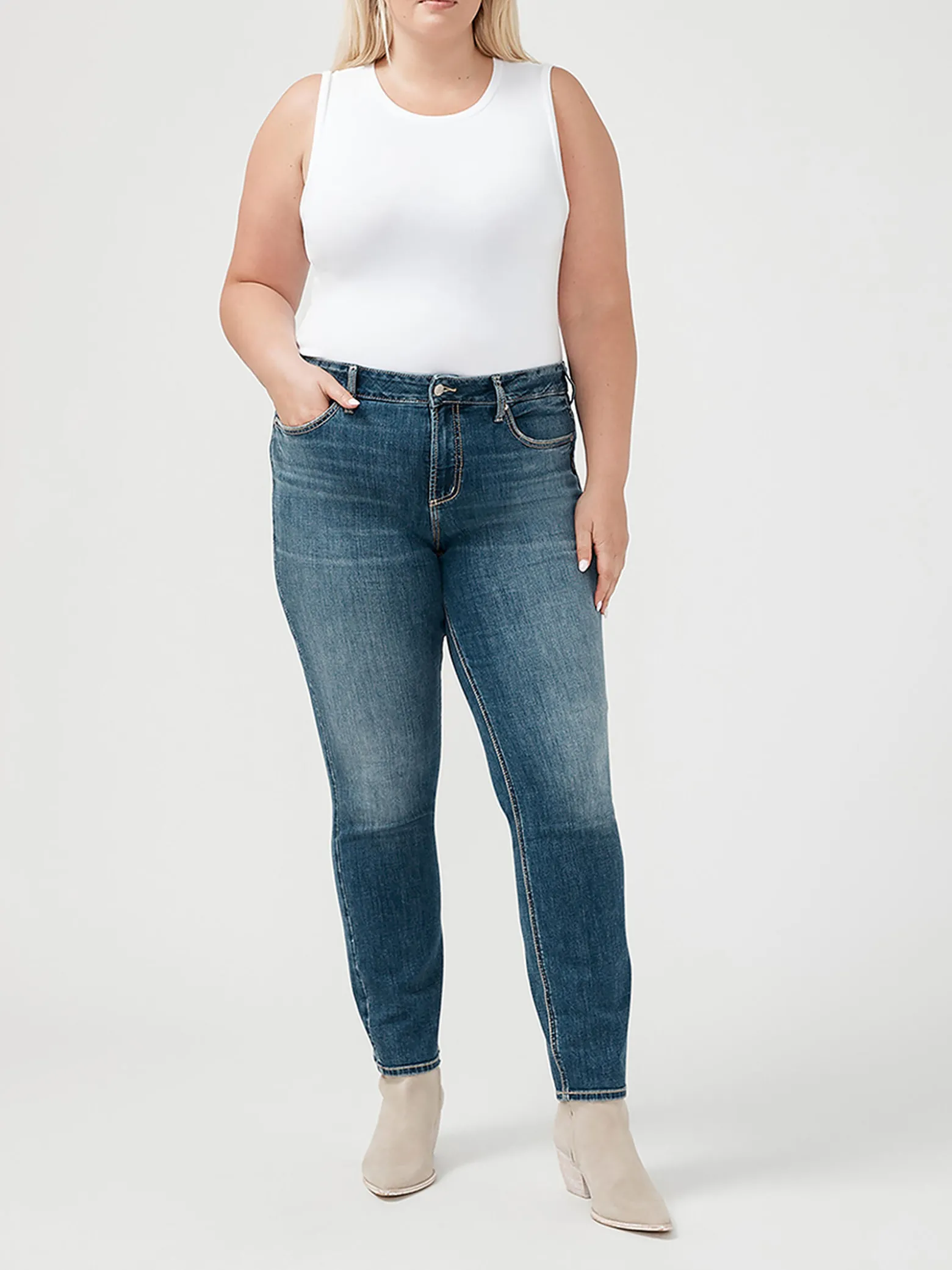 Suki Mid Rise Straight Leg Luxe Stretch Jeans Plus Size