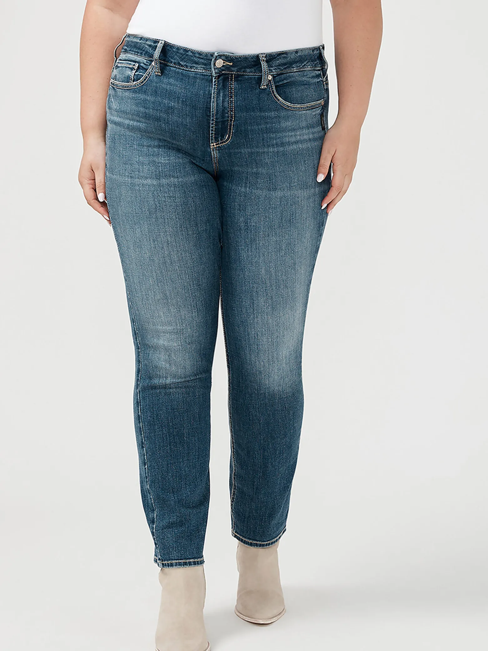 Suki Mid Rise Straight Leg Luxe Stretch Jeans Plus Size