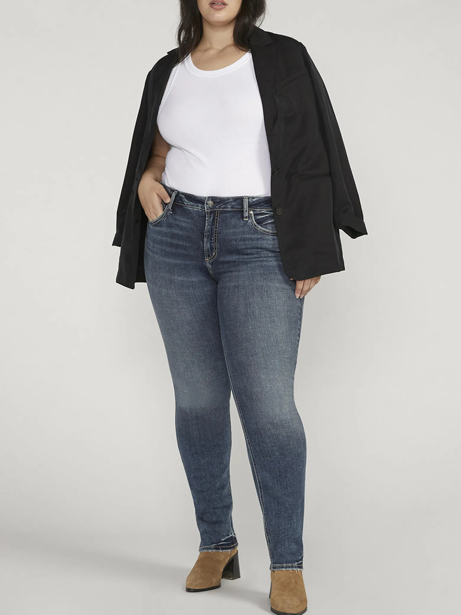 Suki Mid Rise Straight Leg Jeans Plus Size