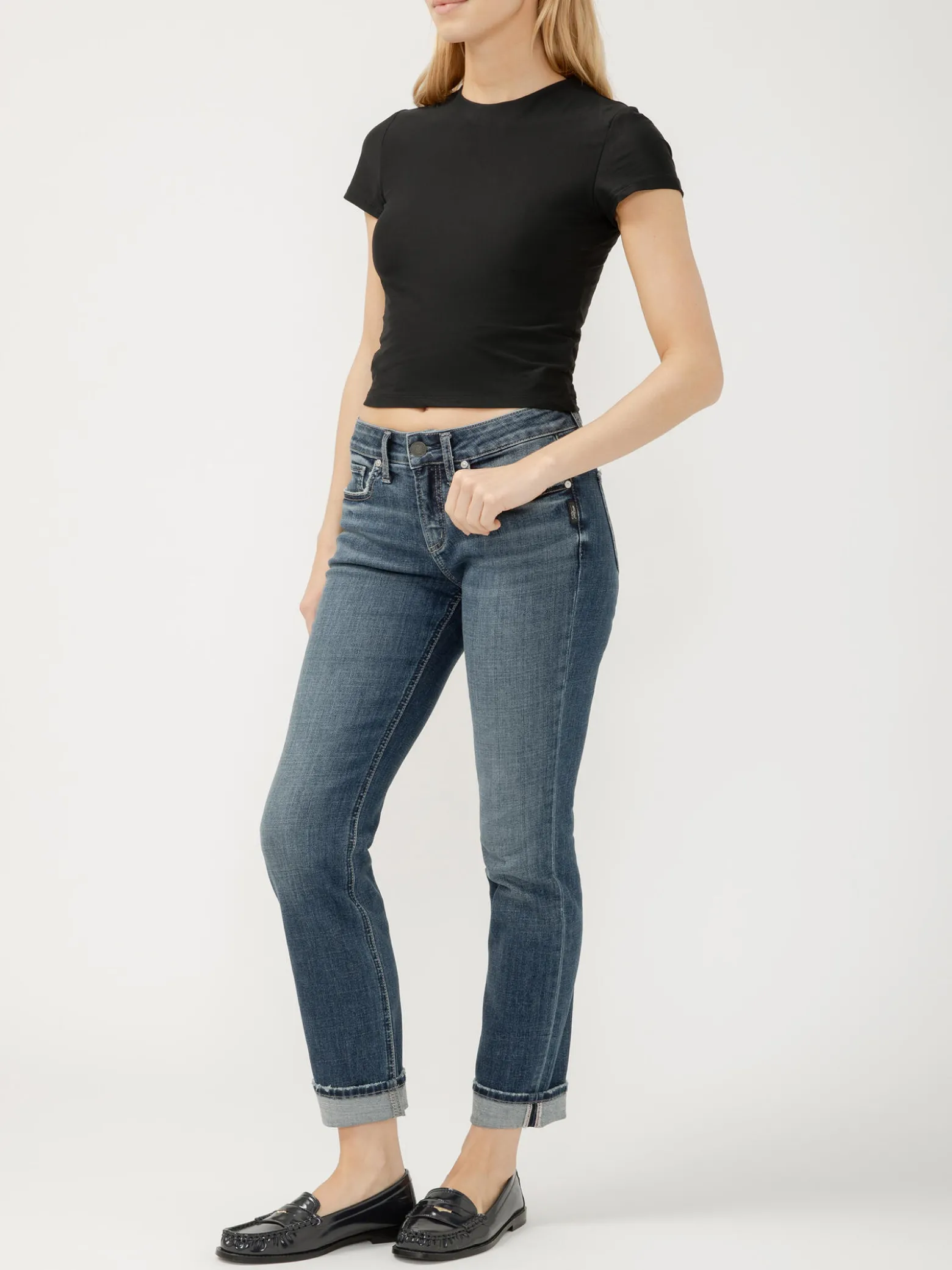 Suki Mid Rise Straight Leg Luxe Stretch Jeans