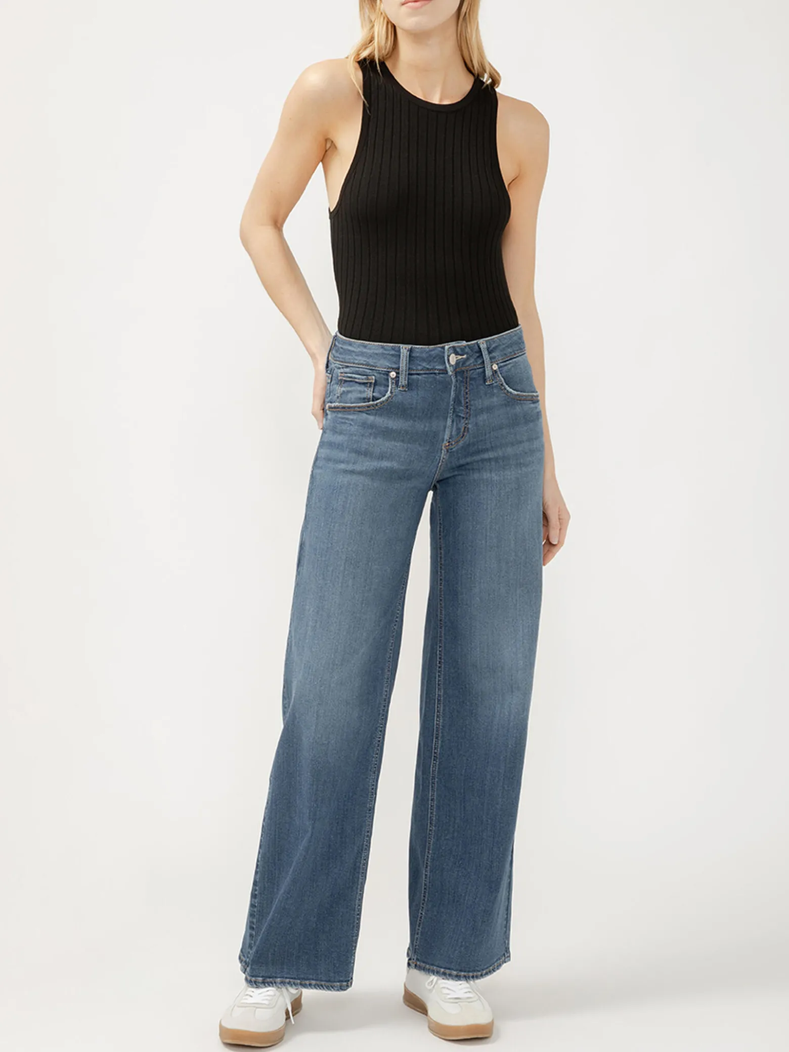 Suki Mid Rise Wide Leg Jeans