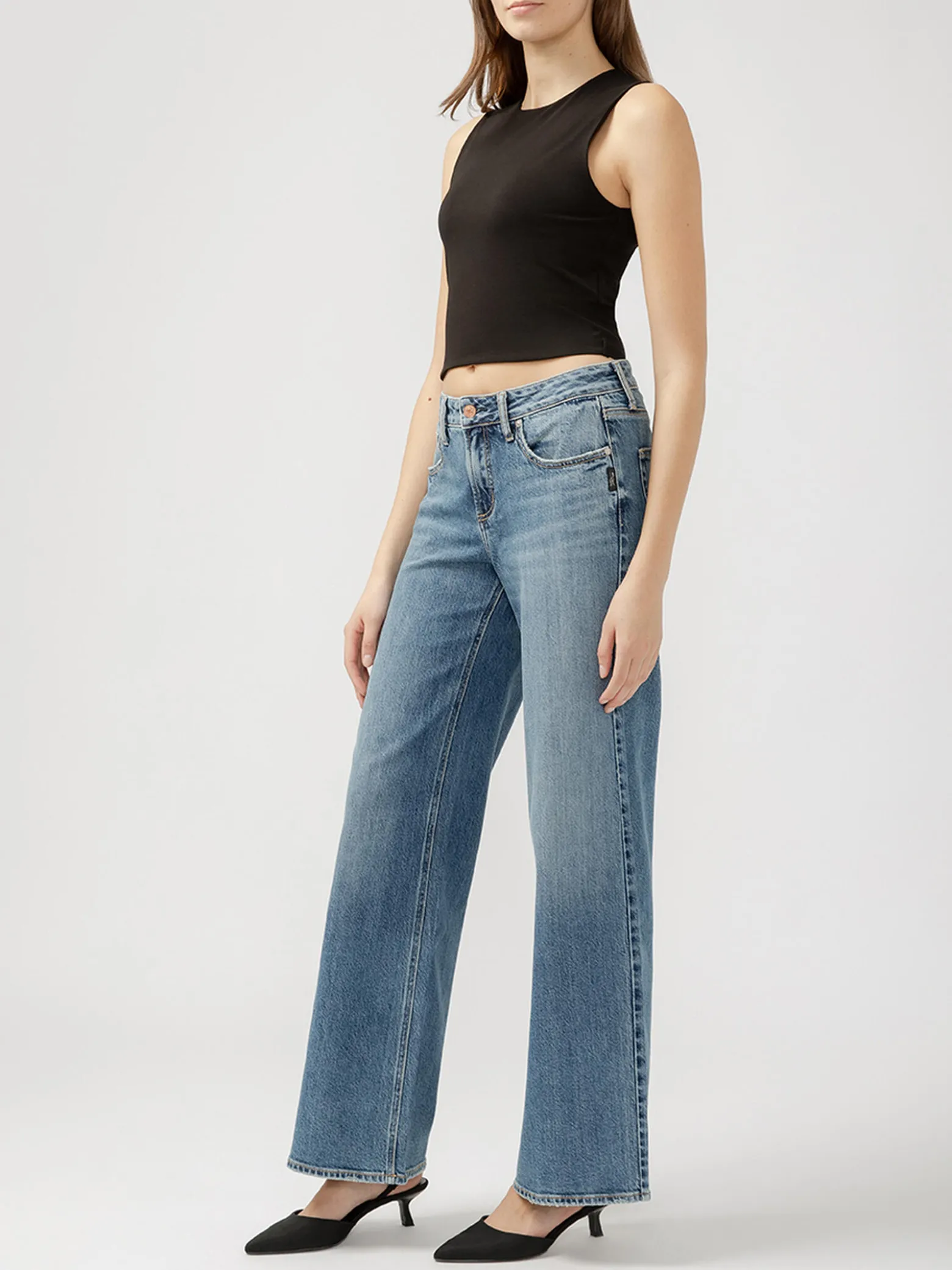 Suki Mid Rise Wide Leg Jeans