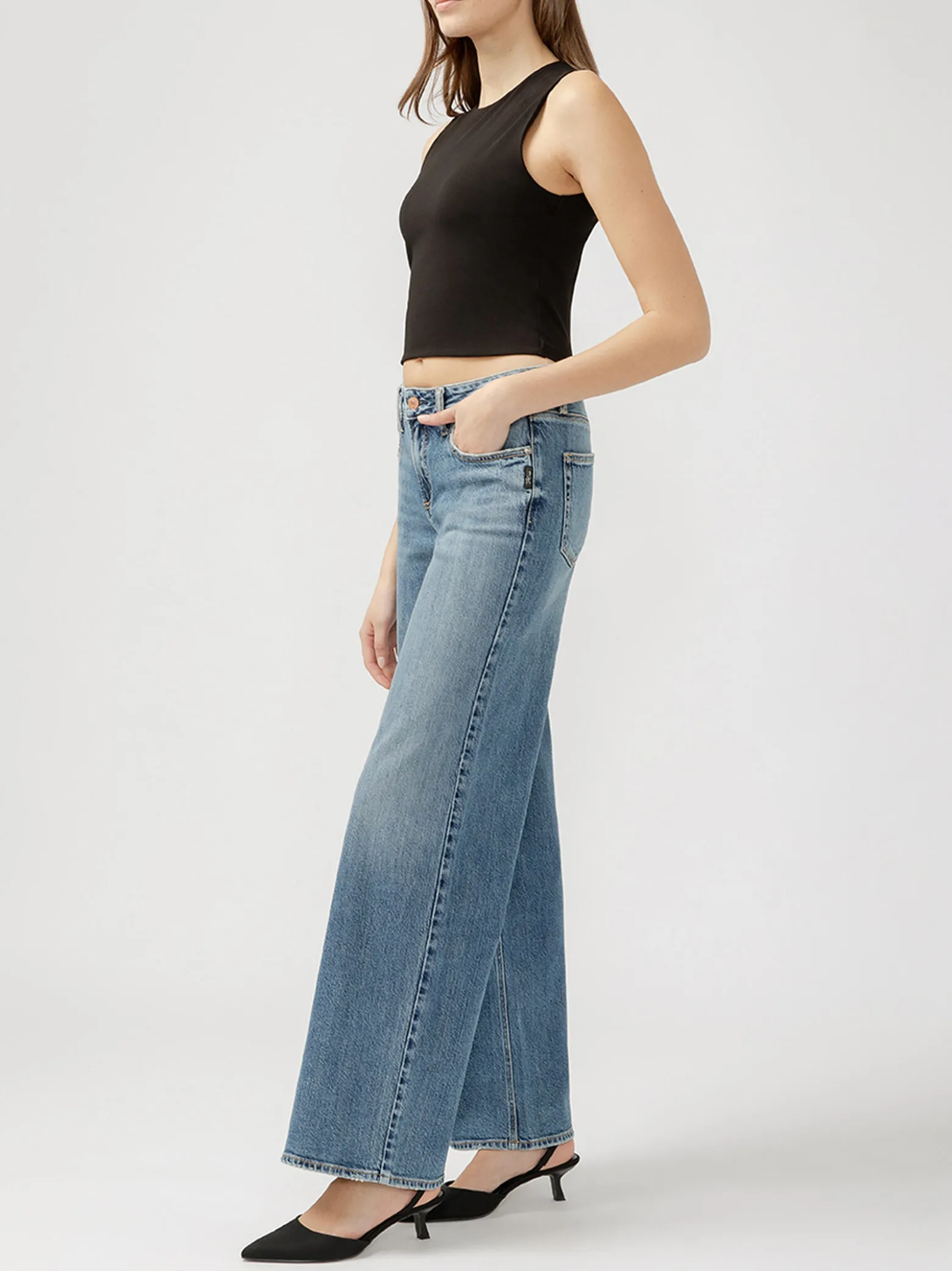 Suki Mid Rise Wide Leg Jeans