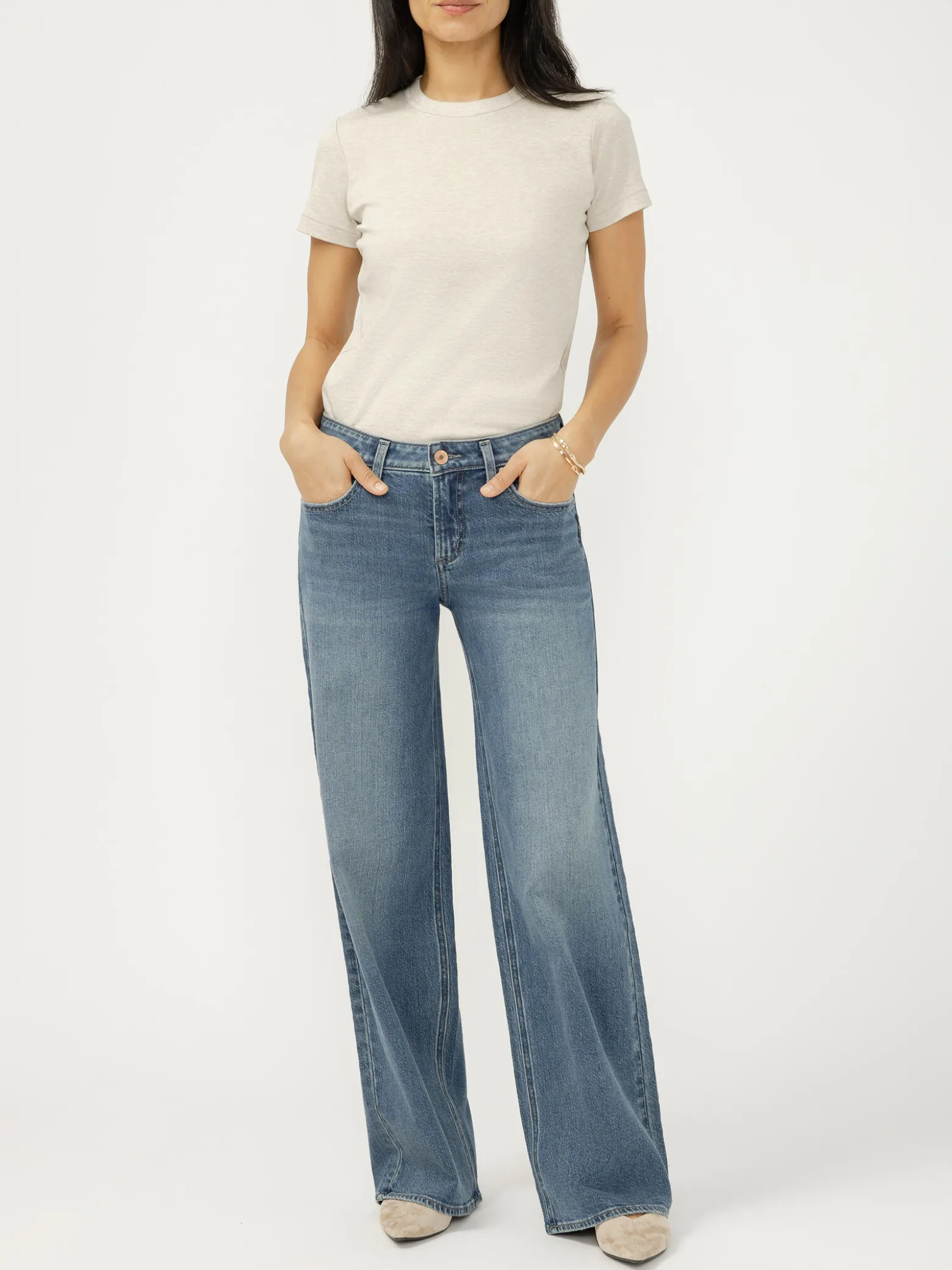 Suki Mid Rise Wide Leg Jeans