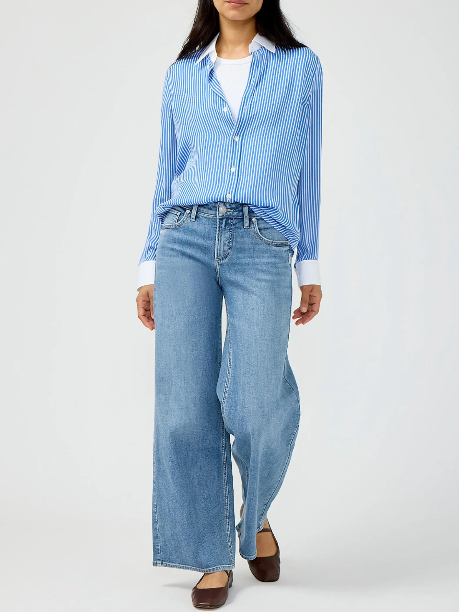 Suki Mid Rise Wide Leg Knit Flex Jeans