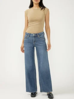 Suki Mid Rise Wide Leg Knit Flex Jeans