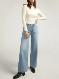 V-Front Mid Rise Wide Leg Jeans
