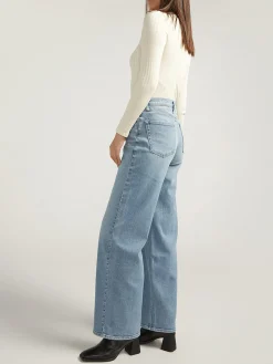 V-Front Mid Rise Wide Leg Jeans