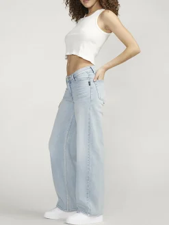 V-Front Mid Rise Wide Leg Jeans