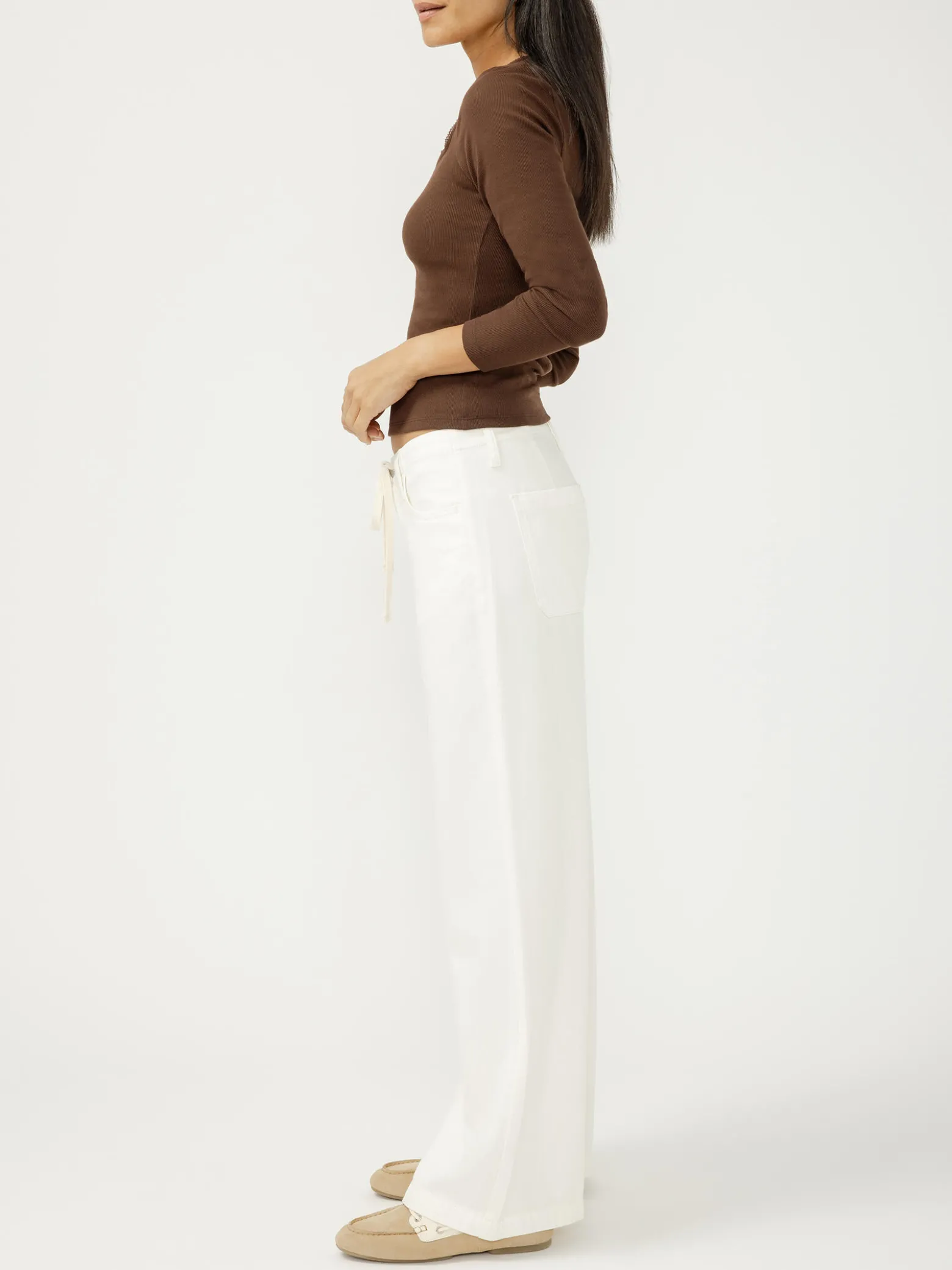 Wide Leg Drawstring Beach Jeans