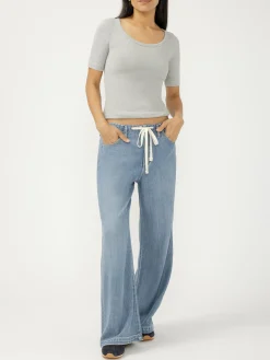 Wide Leg Drawstring Beach Jeans