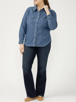 Women's Western Denim Shirt Plus Size